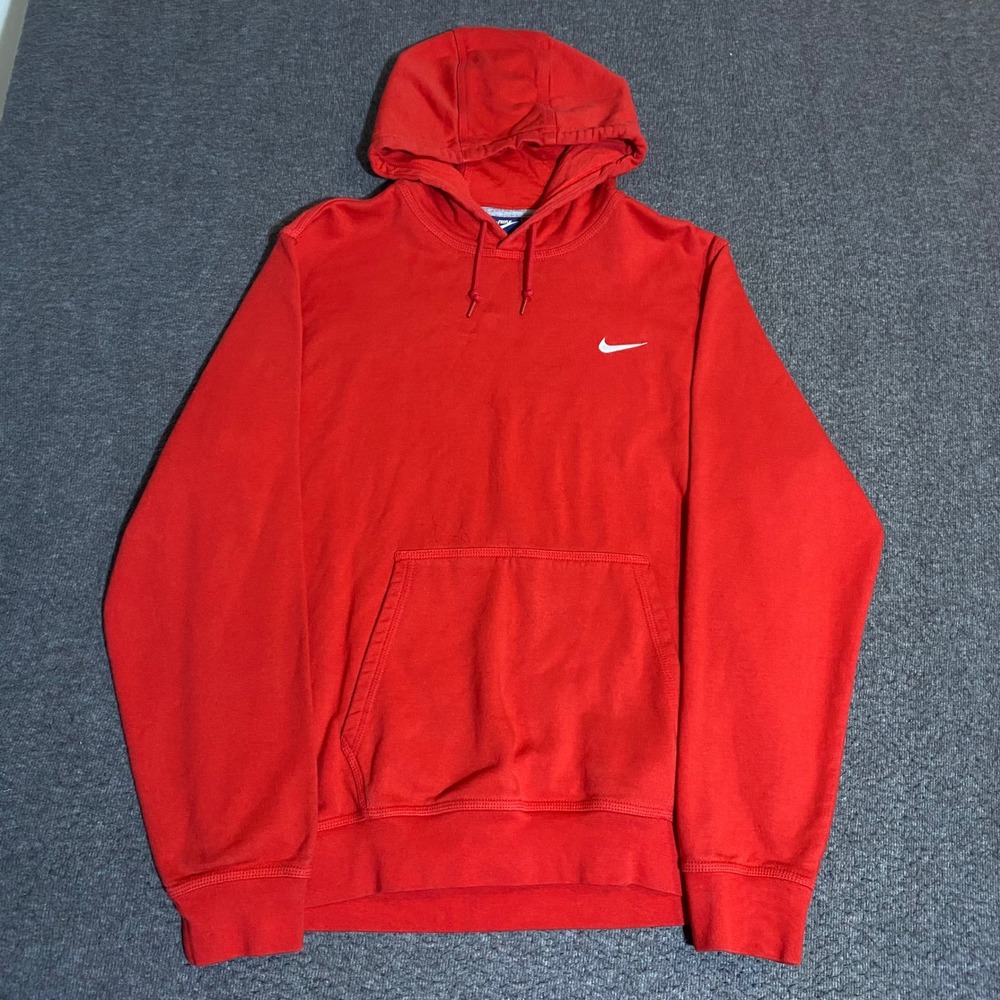 Nike Mens Sportswear Club Fleece Hoodie Red Swoosh Pullover 611457-603 XL Gym